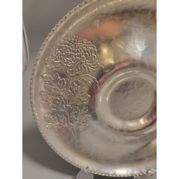 Vtg Set of 2 Continental Hand Wrought 7" Tray #641 Silverlook Hammered - Picture 3 of 9